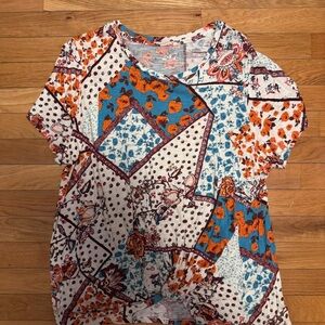 Maurices Multicolor Patchwork Short Sleeve Top